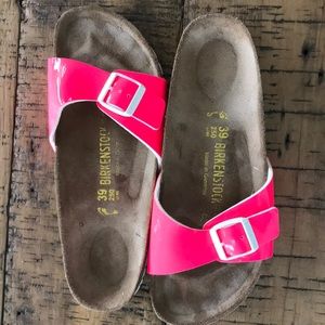 Birkenstock pink neon white sole sandal size 39